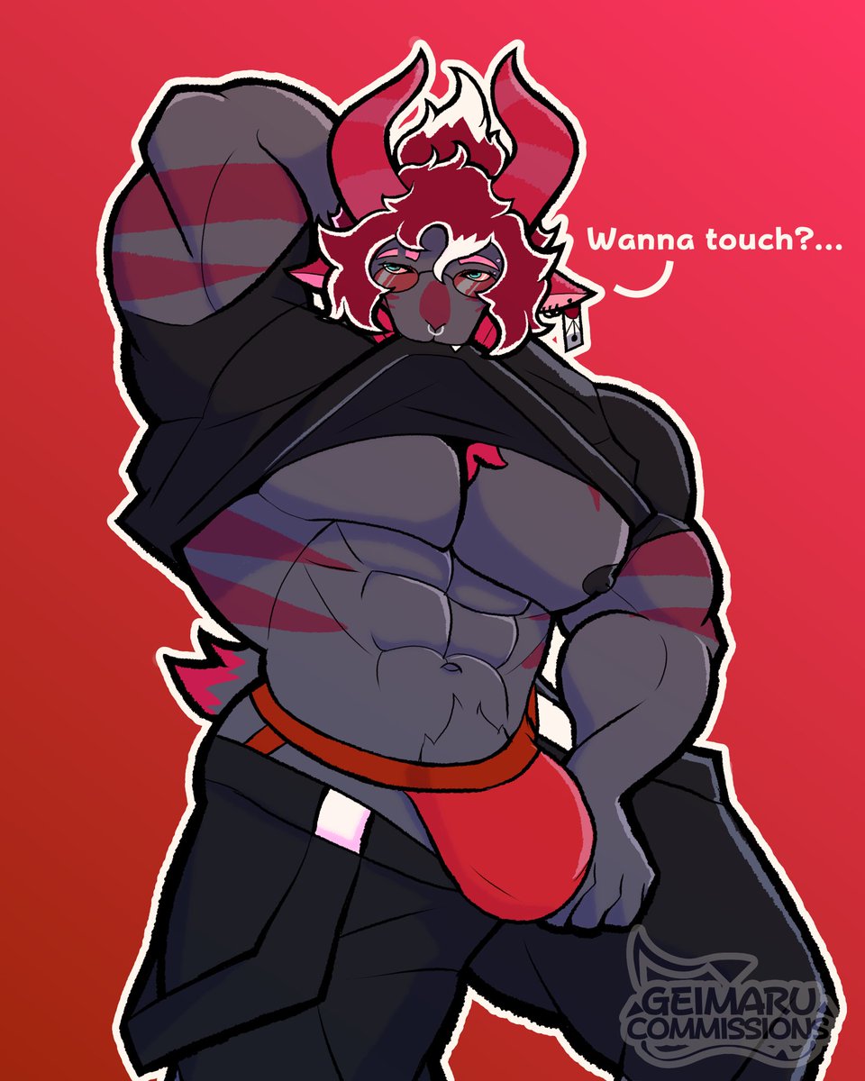 geimaruarts's tweet photo. A cute ram vamp is showing you the goods, hehe~
CM for @DoggoTheFoxo 
#art #gay #bara #furry #nsfw https://t.co/4ObcLElMMe