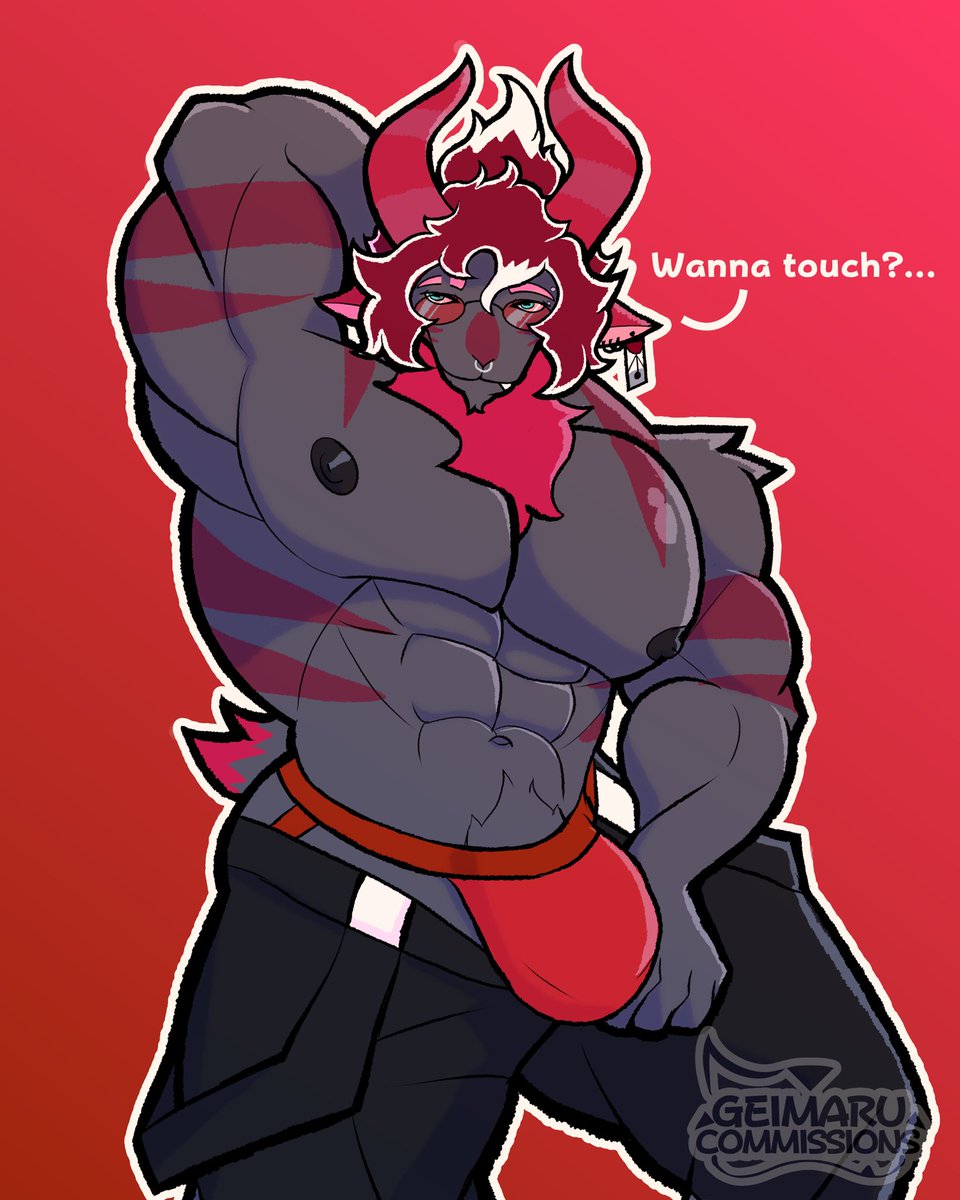 geimaruarts's tweet photo. A cute ram vamp is showing you the goods, hehe~
CM for @DoggoTheFoxo 
#art #gay #bara #furry #nsfw https://t.co/4ObcLElMMe