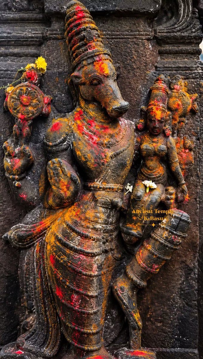 TempleTrails's tweet photo. 🚩 Varaha Avatar – The Divine Boar Varadaraja Perumal Temple, Kanchipuram, TamilNadu.
“When the Earth sank into the cosmic waters, Bhagwan Vishnu arose as Varaha — lifting Bhudevi from the depths and restoring her to her rightful place.”🚩
#IncredibleIndia https://t.co/yB0n5T41CU