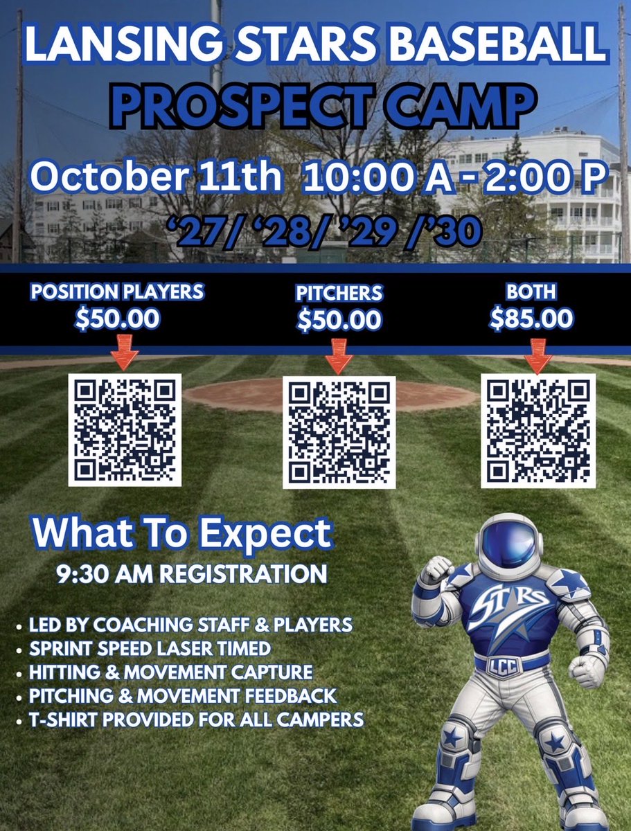 CoachAl996's tweet photo. Still some time left to sign up for this weekends Prospect Camp 

Open to all High School Students 

Great Opportunity to be evaluated by our staff and meet some current Stars athletes 💫 

See you there 👇🏻👇🏻 https://t.co/cJs060VzRz