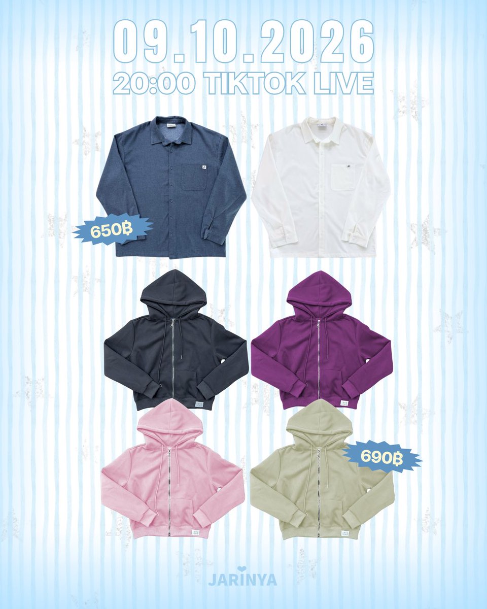 jarinyaofficial's tweet photo. เจอกันวันที่ 9/10/2026 ที่แรกใน TIKTOK LIVE✨
20:00-00:30น. ราคาพิเศษเฉพาะไลฟ์นี้เท่านั้น

พิเศษ! ทุกออเดอร์ในไลฟ์แถมID HEART สุ่ม2ชิ้นต่อออเดอร์ ซื้ออะไรก็ได้ในไลฟ์ไม่มีขั้นต่ำ💖

#jarinyaofficial
#jarinyaxteeteepor https://t.co/RFXHCtqqWy