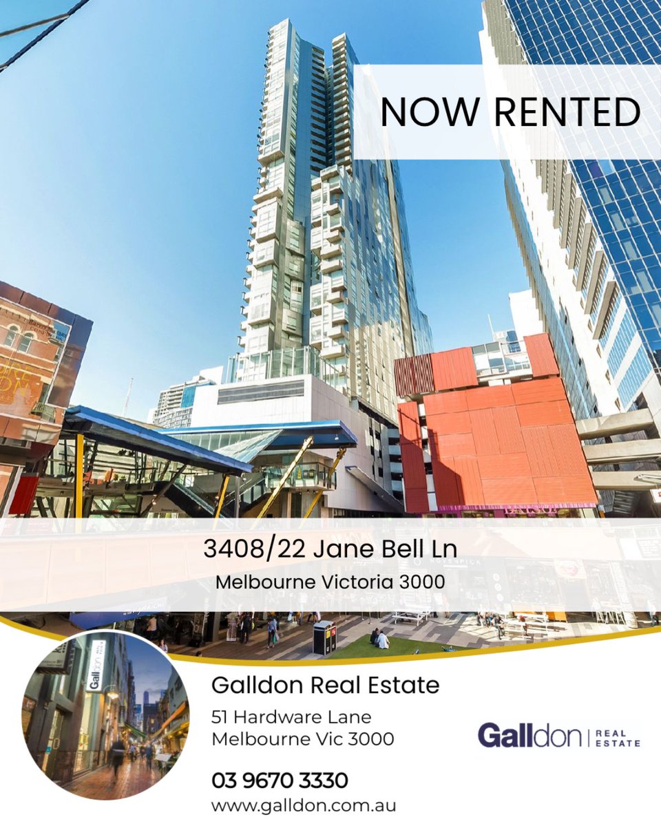 GalldonRE's tweet photo. 2 bed | 1 bath | 1 car
📍 3408/22 Jane Bell Ln, Melbourne Victoria 3000

Our latest leased rental on RateMyAgent
...
#ratemyagent #realestate https://t.co/ReYCXAje6R