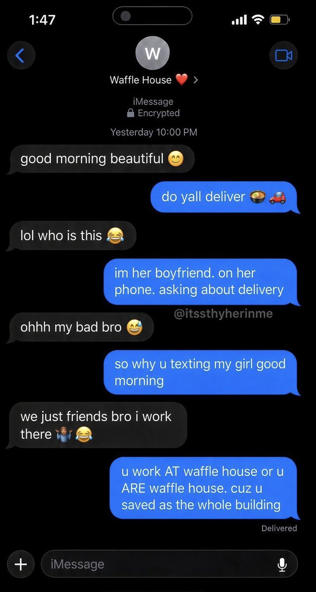 itssthyherinme's tweet photo. I just woke up…my man went through my phone last night IM SCREAMINGGGGGGGG🤣🤣🤣🤣🤣 https://t.co/s0VozcP3rY