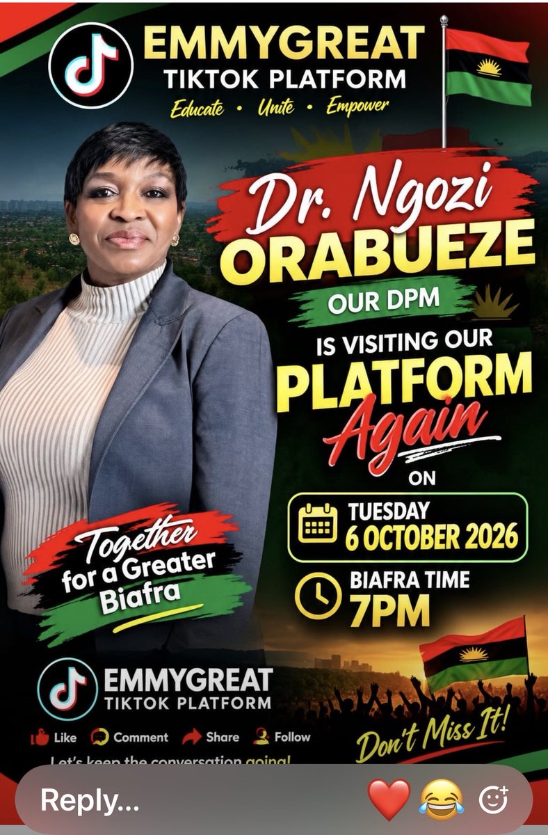 ngoziora's tweet photo. Join Dr. Ngozi Orabueze on TikTok Tuesday: 7:00PM Biafra time, 2:00 PM EST. 

Question and Comment Sessions

M https://t.co/kyHRNJIPdQ