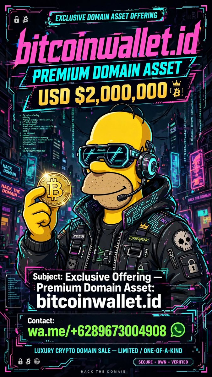 xcartpay's tweet photo. EXCLUSIVE DOMAIN ASSET OFFERING
https://t.co/Ad9LSTbpvD – USD $2,000,000

Date: October, 2026  
Subject: Exclusive Offering – Premium
Domain Asset: https://t.co/Ad9LSTbpvD  
Contact: https://t.co/tPM6e0Dyw2

Dear Prospective Investor / Strategic Acquirer,

We are pleased to present an exclusive opportunity to acquire one of the most powerful and commercially viable domain assets in the digital finance space: https://t.co/Ad9LSTbpvD

This offering is directed to global investors, crypto exchanges, fintech companies, wallet providers, and forward-thinking enterprises seeking to secure an exact-match, category-defining digital identity.

1. THE ASSET

Domain Name: https://t.co/Ad9LSTbpvD
Extension: .id – Official ccTLD of Indonesia, the world's 4th largest population with 275+ million people and one of the fastest-growing digital economies.
Asking Price: USD $2,000,000 (Two Million US Dollars)
Status: Ready for immediate transfer via secure escrow.
Ownership: 100% clean title, free of trademark disputes, liens, or encumbrances.

https://t.co/Ad9LSTbpvD is not just a domain; it is a complete business identity. It combines the two highest-value keywords in cryptocurrency – "Bitcoin" + "Wallet" – creating instant trust, authority, and commercial intent.

2. GLOBAL MARKET OPPORTUNITY

The global crypto wallet market was valued at over $8.4 billion in 2024 and is projected to exceed $48 billion by 2030. The keyword phrase "bitcoin wallet" generates over 1.8 million monthly global searches with extremely high transactional intent.

Indonesia is a strategic gateway. With over 20 million registered crypto investors, Indonesia ranks in the global Top 3 for crypto adoption. The .id extension is strongly promoted by the Indonesian government (PANDI) for legitimate digital businesses, providing both local credibility and international brandability.

3. STRATEGIC VALUE PROPOSITION

a) Exact-Match Authority: This domain will naturally rank #1 for "Bitcoin Wallet Indonesia" and "Bitcoin Wallet ID," saving millions in SEO and Google Ads spend.

b) Instant Trust & Conversion: In financial services, trust is everything. An exact-match domain increases click-through rate and conversion by up to 40% versus invented brand names.

c) Universal Application: Ideal for: Centralized Exchange, Non-Custodial Wallet, Lightning Payment Gateway, Crypto Education Portal, or as the flagship brand for Southeast Asia market entry.

d) Absolute Scarcity: There is only one https://t.co/Ad9LSTbpvD in existence. Premium crypto domains are non-replicable digital real estate.

e) Investment Grade Asset: Comparable sales include https://t.co/Ov0Z67R6F2 ($250,000), https://t.co/swn6FEKxDi ($12M for domain + brand), and https://t.co/U54DxNyhWH which was valued at over $250k a decade ago,and 
The .com version, https://t.co/U54DxNyhWH, is valued estimate at $5M+ and held by a major corporation. It is unattainable. https://t.co/Ad9LSTbpvD is the next best global alternative, shorter, more modern, and with a powerful double meaning. It is an exact-match domain (EMD) that Google still heavily favors for SEO. Ranking for "bitcoin wallet" with this domain would cost 10x less in marketing.

4. TERMS OF ACQUISITION

Price: USD $2,000,000 LTO Negotiable
Transaction Method: Secure escrow via https://t.co/x7EN03FItZ /Spaceship.com.
Payment Accepted: USD Wire Transfer, USDT (TRC20/ERC20), BTC
Transfer: Immediate push to buyer's registrar upon confirmed funds.

This is a private, off-market offering. The price is firm and reflects the strategic, long-term value for a serious global acquirer.

For immediate and confidential response, please contact:

WhatsApp Direct: https://t.co/tPM6e0Dyw2

We look forward to facilitating a successful acquisition.

Best regards,
Owner domain https://t.co/Ad9LSTbpvD
https://t.co/tPM6e0Dyw2
email : rimbahugamedia@gmail.com