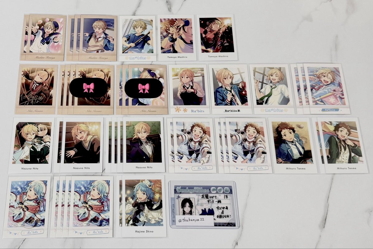 mrmr22mc's tweet photo. 交換 譲渡 買取 あんスタ ぱしゃこれ ぱしゃっつ

譲⌇宗 みか ひなた ゆうた HiMERU 燐音 ニキ 零 薫 晃牙 友也 なずな 光 創
求⌇チトセ » ( 各1 / エス 維吹 ) z順のみ » 92円/枚 ( +送料 )

❤︎⌇都内 ( 新宿 ) 手渡し » 譲渡のみ郵送◎ https://t.co/j1YGOTqV1w