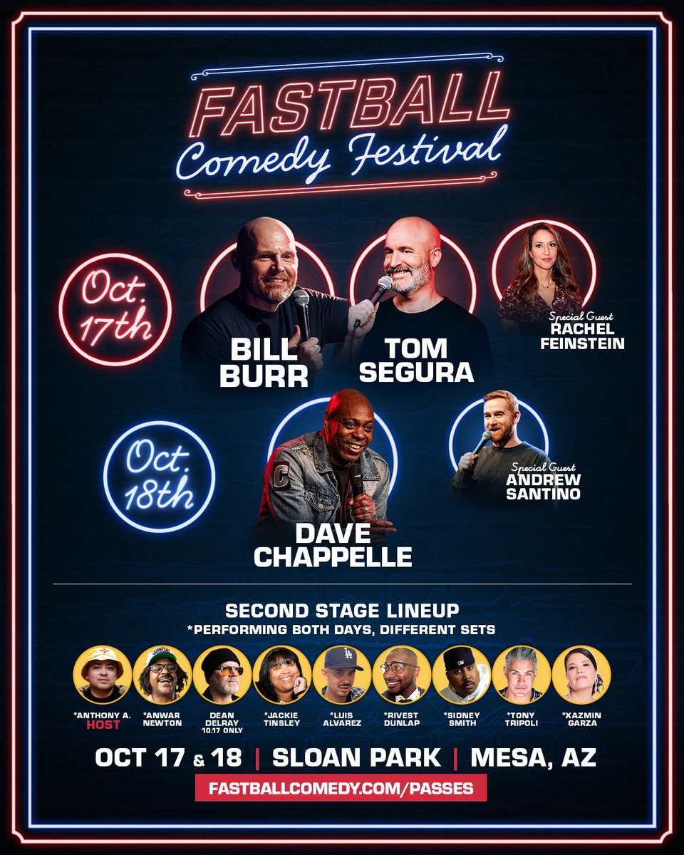 fastballcomedy's tweet photo. This lineup just got BIGGER ⚾️🔥

Introducing your second stage comedians: Anthony A. (Host), Dean Delray, Anwar Newton, Jackie Tinsley, Luis Alvarez, Rivest Dunlap, Sidney Smith, Tony Tripoli, and Xazmin Garza.

Tickets on sale at https://t.co/k0vNFmWU7G 🎟️ https://t.co/E1P72t3EZL