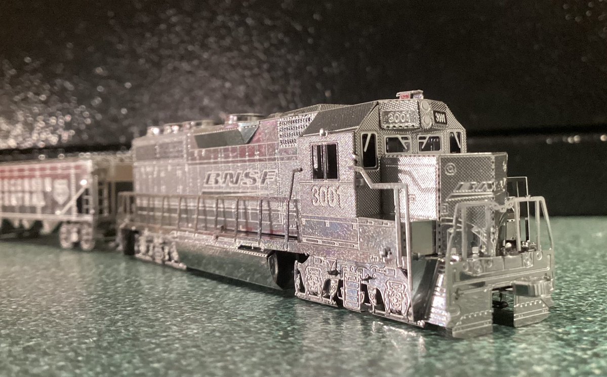 CK124theTSE's tweet photo. Metal Earth Freight Train Steel Model Kit Gift Set 

- BNSF EMD GP40 Diesel Locomotive
- Wisconsin Central Hopper
- Burlington Northern Boxcar
- Canadian/Canadien National Gondola (“do anything” car)
- BNSF Caboose https://t.co/gxjCuW8SvB