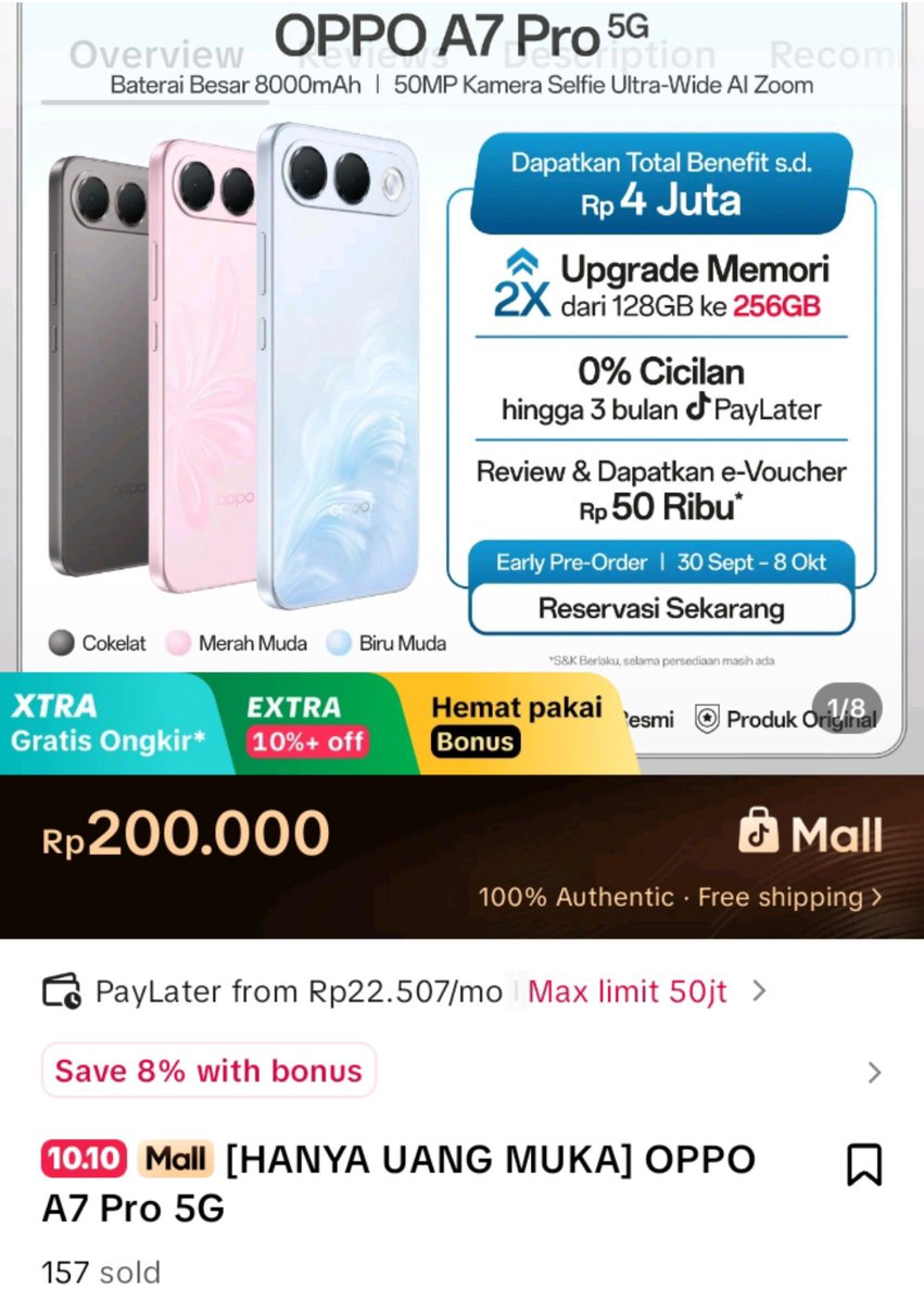 aqeela_basepop's tweet photo. Aqeela Calista × OPPO A7 Pro Series 📱✨

The upcoming OPPO A7 Pro 5G has already surpassed 1K+ adds to cart and recorded 157 pre-orders on TikTok Shop alone, ahead of its official release. https://t.co/fbZLwHP048