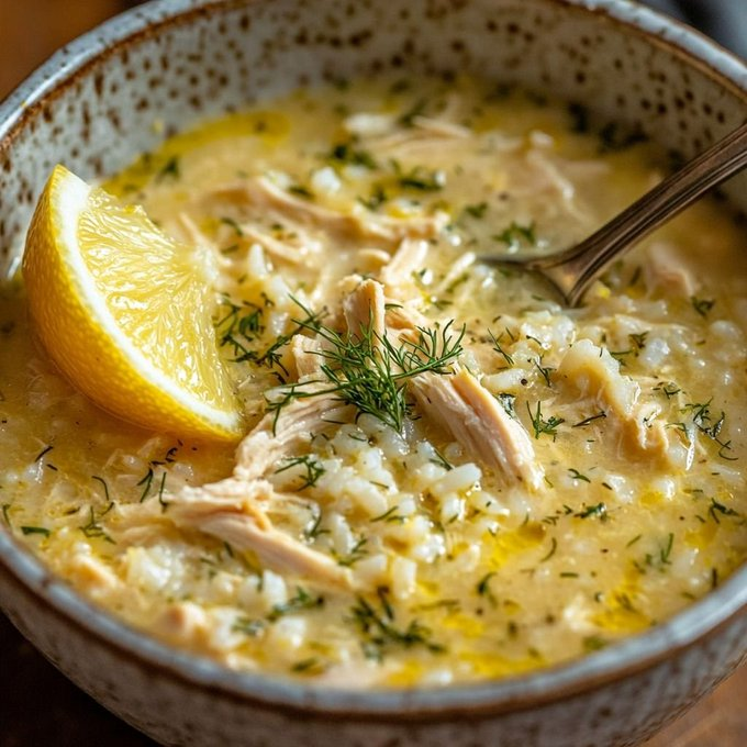 ann_ann886's tweet photo. 🍋 Mediterranean Lemon Chicken Soup

Ingredients (Serves 4)
2 cups cooked chicken (shredded, rotisserie works great)
6 cups chicken broth
1/2 cup rice (or orzo)
3 large eggs
1/4 cup fresh lemon juice (about 2 lemons)
2 tbsp olive oil
1/2 onion, finely chopped
2 cloves garlic, minced
2 tbsp fresh dill, chopped (or 1 tsp dried)
Salt & pepper to taste

Instructions
1. Sauté aromatics
Heat olive oil in a pot over medium heat
Add onion → cook 3–4 minutes until soft
Add garlic → cook 1 minute
2. Build the soup
Pour in chicken broth
Bring to a boil
Add rice (or orzo) → simmer 10–12 minutes until tender
3. Add chicken
Stir in shredded chicken
Simmer 3–5 minutes to heat through
4. Make it creamy (key step!)
In a bowl, whisk eggs + lemon juice
Slowly ladle in 1–2 cups hot broth while whisking (to temper eggs)
5. Finish the soup
Reduce heat to low (VERY important—no boiling!)
Slowly pour egg-lemon mixture into soup while stirring
6. Final touches
Add dill
Season with salt & pepper
Heat gently until slightly thickened (don’t boil or it may curdle)

Serve
Garnish with extra dill
Add a lemon wedge for brightness
Drizzle a little olive oil on top

Tips
Want it thicker? Add a bit more rice or less broth
Prefer extra tangy? Add more lemon juice at the end
Great for meal prep—just reheat gently (no boiling)

Flavor
Silky, lemony, herby, and cozy—like sunshine in a bowl