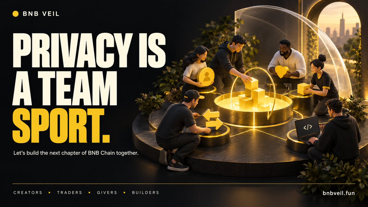 BNBVeil's tweet photo. To everyone building, launching and showing up on BNB Chain: keep going 🟡

A few weeks ago, "privacy + memes + public good" sounded like a pitch deck idea.
Today it runs on BSC mainnet: real deposits, real proofs, real tokens, open-source contracts.

That didn't happen because of one team. It happened because people tried it early, asked hard questions, reported bugs, and kept coming back.

So here's an open invitation:

• Creators: launch your idea. The curve is fair, 70% of the curve fee goes to you, and you can claim it privately
• Traders: try one private buy. Deposit, wait a little, and see a ZK proof generated in your own browser
• Givers: open a campaign for something you care about, or support one without needing to explain yourself
• Builders: read the contracts, break things, tell us what's missing

You don't need to be an expert in zero-knowledge to use it. That's the point: privacy should feel as normal as sending a transaction.

Every launch, every deposit and every donation makes the pool stronger for the next person. Privacy is a team sport.

Small steps, done in public, add up. Let's build the next chapter of BNB Chain together.

Start here → https://t.co/YYDyzoRrY2
Code → https://t.co/GZWS1CgSvf