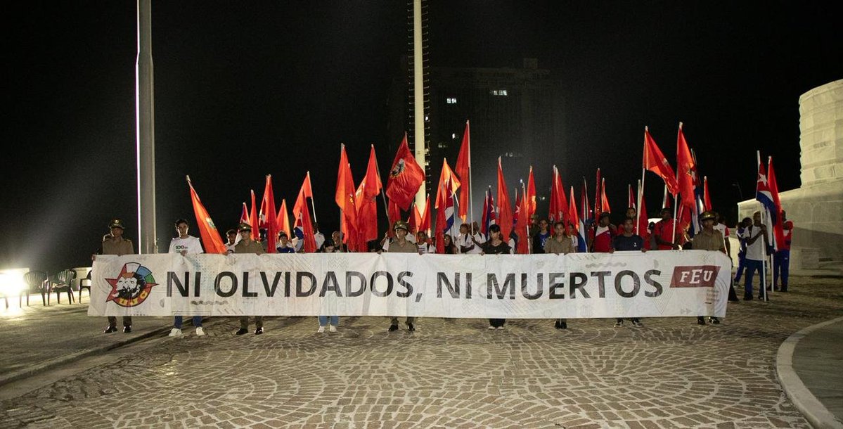 IzquierdoAlons1's tweet photo. Con los jóvenes cubanos, en la vigilia por las víctimas del crimen de Barbados. A 50 años, de ese acto terrorista seguimos reclamando justicia por las 73 vidas inocentes del vuelo 455 de Cubana. En el Memorial José Martí les rendimos tributo. Como Fidel: "El dolor se multiplica". https://t.co/2uKMhQmHHz