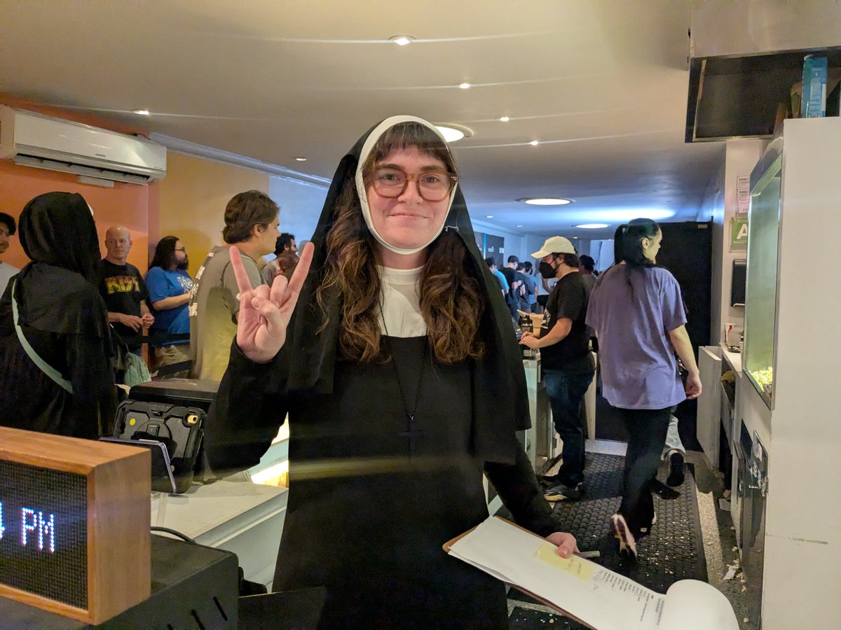doloresquintana's tweet photo. I'm at my final screening of @BeyondFest 2026: KEN RUSSELL'S THE DEVILS at the Aero Theater of the @am_cinematheque. I love the enthusiasm and excitement here, especially the people who dressed for the occasion. I'm so excited, I am levitating. https://t.co/AAMAuIVWWF