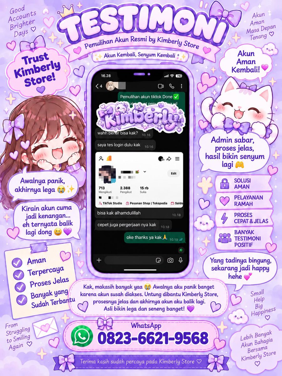 xiacve's tweet photo. Open Jasa Pemulihan &amp; Perbaikan Akun 

layanan keluhan  :
✨Pemulihan Akun &amp; Hapus/Nonaktifkan Akun 

( Facebook, Instagram, TikTok, WhatsApp, Line, Twitter/X, Gmail/Email,Telegram, Game &amp; Lainnya )

Lacak Lokasi 💜Sadap Wa 💜Hack Akun 

Konsul?WhatsApp Di Profil✨ https://t.co/P8mNuRUHJE