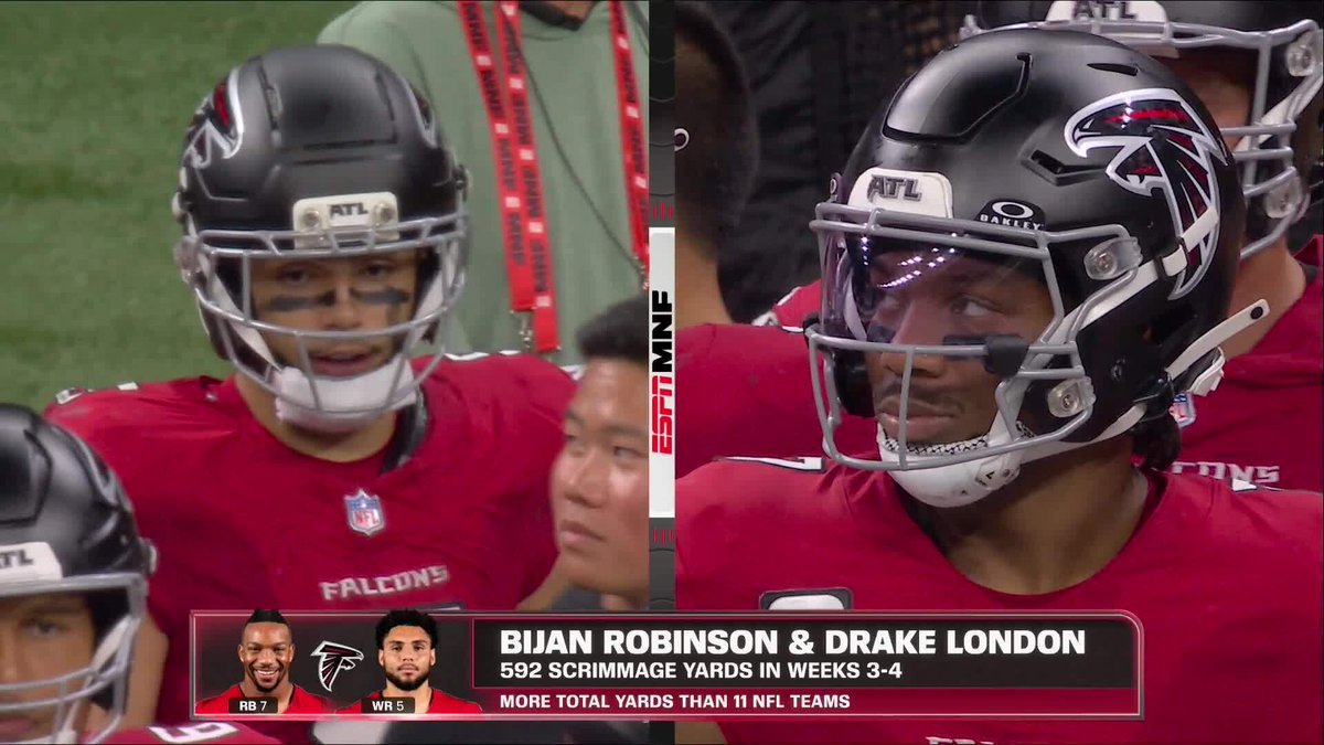 espn's tweet photo. This stat on Bijan Robinson and Drake London 😤 https://t.co/3EbXmIH5BI
