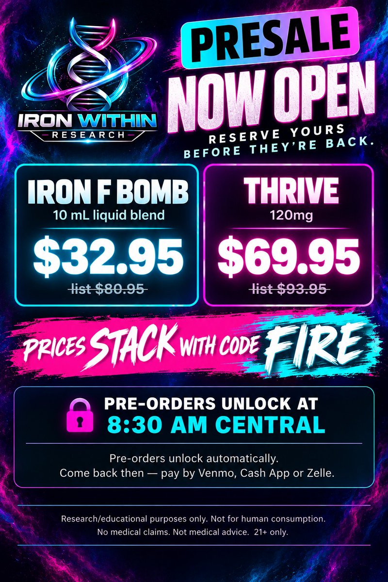 LuxeOnFire's tweet photo. 🚨 TWO LIMITED-TIME DROPS TO KNOW ABOUT

👽 MODIFIED AMINOS — LAST CHANCE
Weekend event ends Tuesday 10/6 at 8 AM CST.
10% sitewide + another 10% with code FIRE 🔥

🧪 IRON WITHIN — PRE-ORDERS OPEN
Iron F Bomb + Thrive are coming back.
Presale pricing stacks with code FIRE 🔥

Two different events. Same code. 😏

Research/educational purposes only. Not for human consumption.