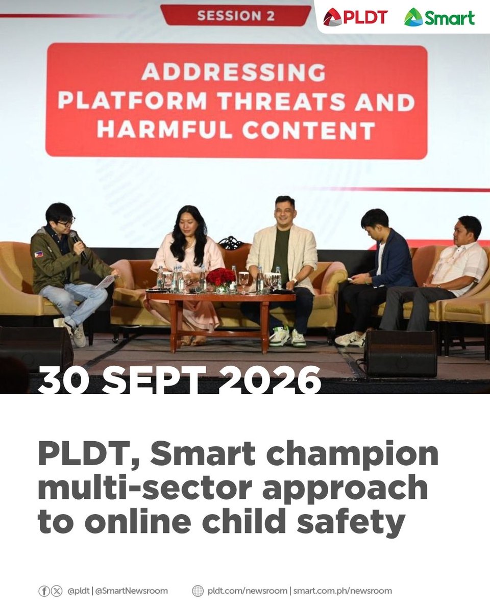 pldt's tweet photo. PLDT and @LiveSmart gathered representatives from key sectors to address the growing challenge of keeping Filipino children safe online and helping shape a safer digital environment for them. Read more: https://t.co/XY2ankGzaT https://t.co/qD2HFQm5GE