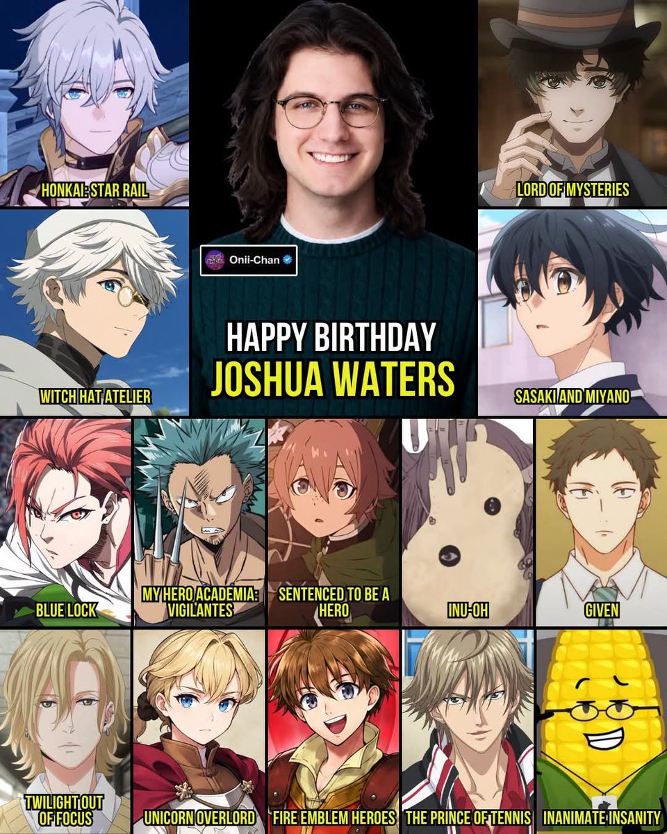 oniichanph's tweet photo. Witch Hat Atelier and Lord of Mysteries VA Joshua Waters Turns 25! 🎙️🎉

Waters has quickly built an impressive voice-acting résumé across anime, games, and web animation. They are especially known as Phainon in Honkai: Star Rail, Klein Moretti in Lord of Mysteries, Qifrey in Witch Hat Atelier, and Yoshikazu Miyano in Sasaki and Miyano.

Some of their most notable voice roles include:
• Phainon (Honkai: Star Rail)
• Klein Moretti (Lord of Mysteries)
• Qifrey (Witch Hat Atelier)
• Yoshikazu Miyano (Sasaki and Miyano)
• Shuto Sendou (Blue Lock)
• Soga Kugisaki (My Hero Academia: Vigilantes)
• Dotta Luzulas (Sentenced to Be a Hero)
• Inu-Oh (Inu-Oh)
• Shizusumi Yagi (Given)
• Hisashi Otomo (Twilight Out of Focus)
• Gilbert (Unicorn Overlord)
• Edward (Fire Emblem Heroes)
• Kuranosuke Shiraishi (The Prince of Tennis)
• Steve Cobs (Inanimate Insanity)
• Stone (Ramshackle)

His growing résumé already spans major anime titles, character-driven games, and independent animation, with each role adding a different side to his range behind the microphone.

As Joshua Waters celebrates 25, his work is already reaching fans across several corners of animation and gaming with plenty of room for the next standout role. 🎂🎙️✨