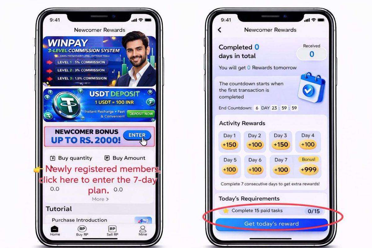 AfaqueAfx's tweet photo. 🎉 New User 7-Day Bonus Plan! 🎉

Naye users ke liye special offer 💰
7 din lagataar tasks complete karo aur pao ₹2000 tak ka bonus!

��� Daily Rewards:
Day 1: +150
Day 2: +100
Day 3: +150
Day 4: +100
Day 5: +100
Day 6: +100
🔥 Day 7: +999
https://t.co/DzyiStssrQ https://t.co/CyMzpXfyF3