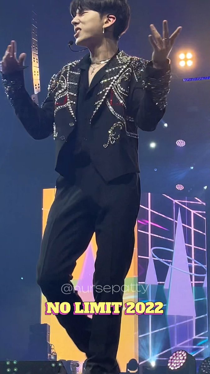 A performer in an embellished black outfit sings on stage with a headset microphone; text reads 'NO LIMIT 2022' and the watermark '@nursepatty' is visible.