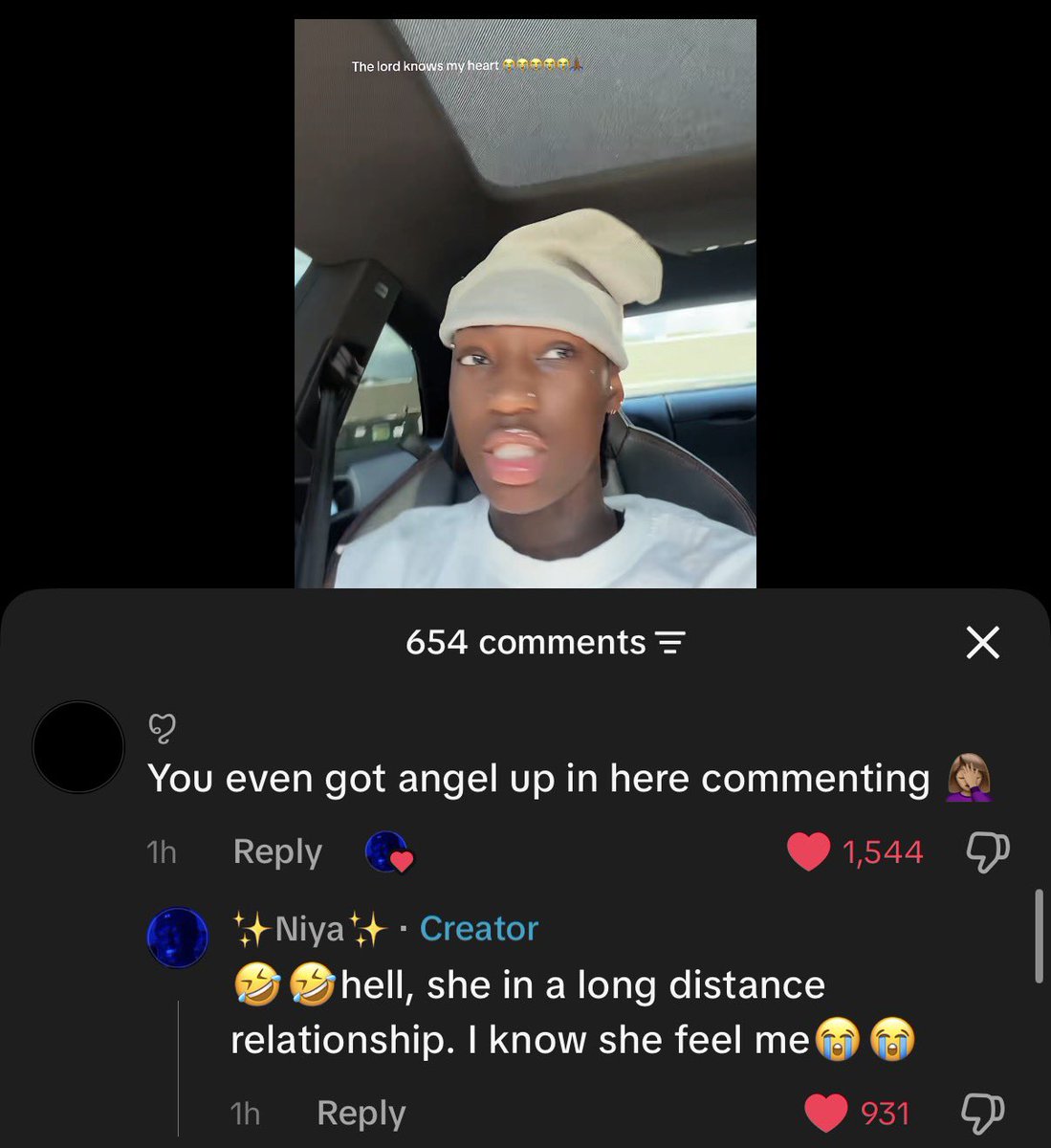 zavanchy's tweet photo. Angel in the comments 😭😭😭 Niya ain’t scared of nothing 😭😭 https://t.co/7f1Mpy7YvU
