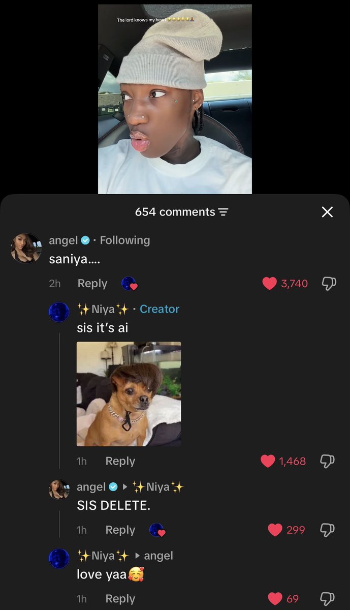 zavanchy's tweet photo. Angel in the comments 😭😭😭 Niya ain’t scared of nothing 😭😭 https://t.co/7f1Mpy7YvU