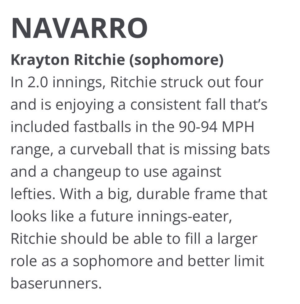 KraytonRitchie's tweet photo. Thank you @FiveTool for the write up. @NavarroBasebal1 @TBTTexas https://t.co/TXbJrQBhdk