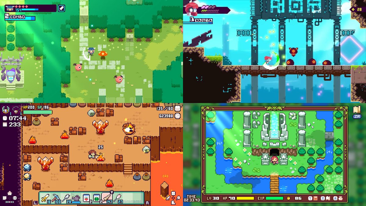 skipmore's tweet photo. ドット絵のゲームをいろいろ作ってます！Steamオータムセールでお手頃価格になっているので、よろしければ遊んでやってください！ https://t.co/4wi8LsMIr4
