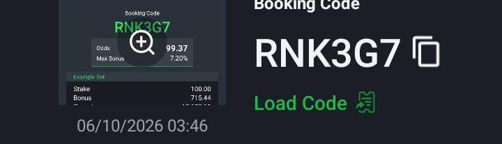 suresweetbet's tweet photo. TUESDAY ACCA ⚽⚽⚽ 

99 SURE ODDS TO WIN

BOOKING CODE 👉 RNK3G7

BET RESPONSIBLY 

🔞🔞🔞 https://t.co/cvpijnXCHh