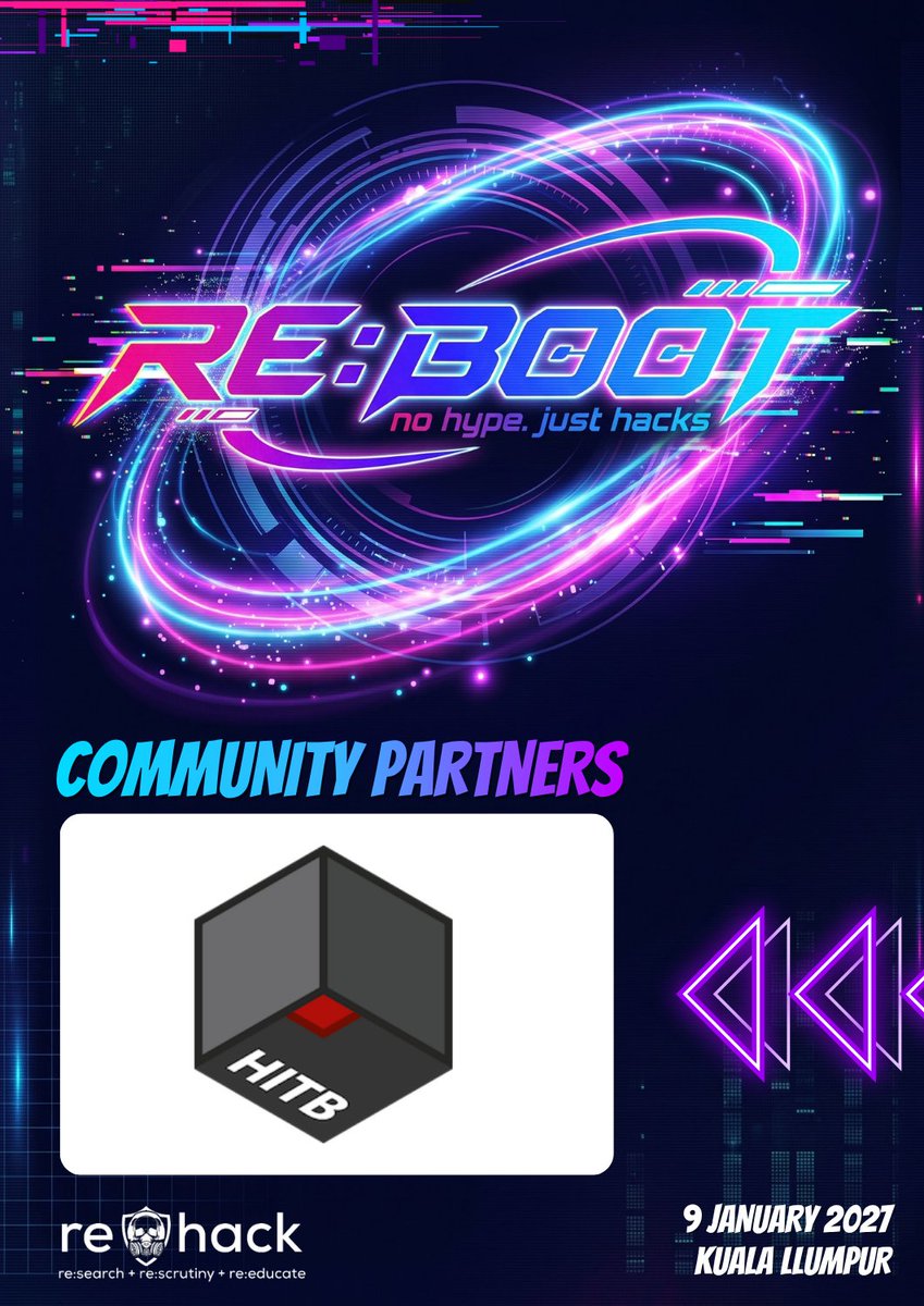 rehackxyz's tweet photo. RE:BOOT Community Partners annoucement

https://t.co/ylBT6TMgfp

@hackinthebox https://t.co/acBqctl6U5