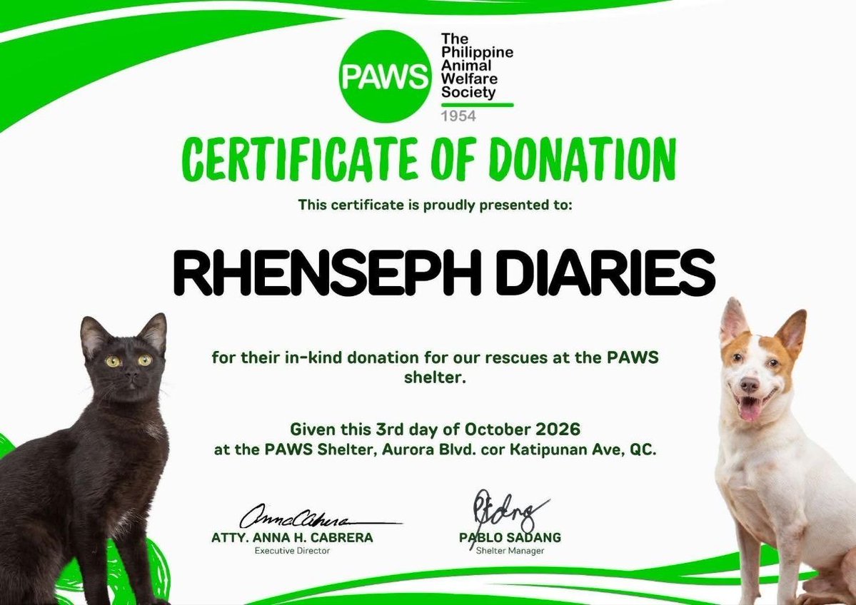 RhenSephDiaries's tweet photo. Forever grateful for this meaningful day! 🥹🩷

Thank you, PAWS, for this certificate of appreciation! Thank you, Dawd, for allowing us to be part of this meaningful initiative.

And of course, thank you so much to our Fairy GodMadears for making this initiative possible. We truly appreciate your kindness and generosity 🩷

#RhenSephDiaries | #RhenSeph