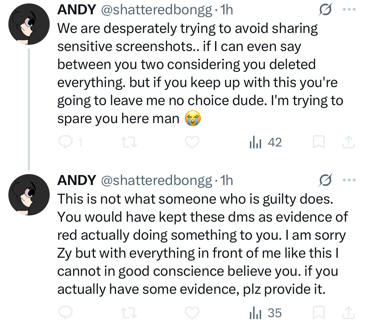GappleBurner's tweet photo. “Why would you delete your dms” 
Threatens to leak dms for the 30th time?
Jee I wonder why. Also. Don’t leak kid’s “sensitive screenshots” lmao? https://t.co/8HaMALWonc