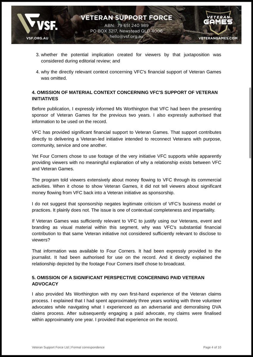 HestonRussell's tweet photo. Last night, ABC Four Corners used Veteran Games footage completely out of context, while omitting the positive facts we provided about our purpose, impact &amp; sponsors. We’ve now lodged a formal complaint with the ABC Ombudsman. Accuracy. Context. Fairness. #NotMyABC #Media https://t.co/upTGrKpzQv