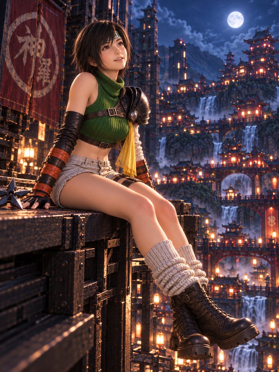 riiiimu_01's tweet photo. ユフィ。
夜のウータイ。
#ユフィ #Yuffie #FF7R #FinalFantasy #AIイラスト #AI壁紙 https://t.co/MMqwSP1245