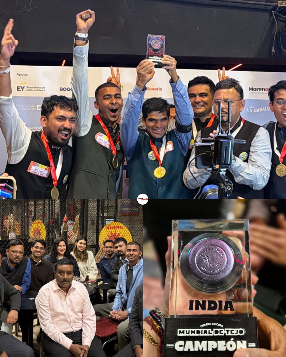 ToqueSports's tweet photo. 🇮🇳🏆🤯 INDIA SE CORONÓ CAMPEÓN DEL MUNDIAL DE TEJO DISPUTADO EN COLOMBIA.

🌎 La cuarta edición del torneo se realizó en Bogotá, y contó con la participación de 18 países de América, Europa y Asia. 

🏅 India llegó como campeona defensora y logró revalidar su corona. https://t.co/UDtMD2NV5j