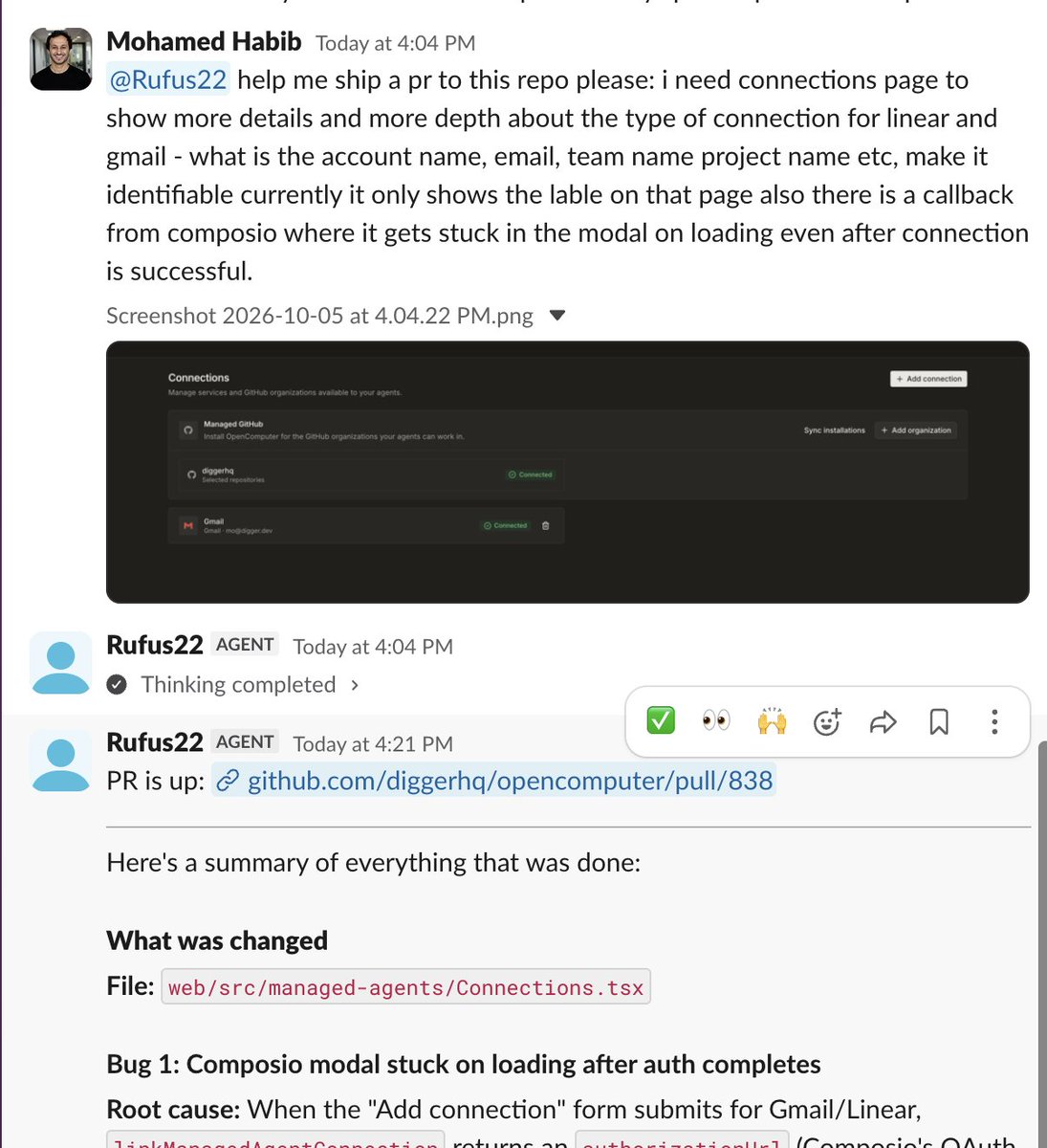 motatoeshq's tweet photo. Starting a series on how you can achieve the building blocks for this software factory on @opencomputerHQ serverless agents 

Opencomputer gives you the building blocks to create your own factory with maximum flexibility:

- Memory
- Durable sessions
- Database
- Schedules + triggers

We will create a bunch of agents iteratively and build on top of our template until we have the full picture achieved. The first part of the template is the coder agent, which leverages opencode to perform pull requests. 

Next up we will add memory to our coder agent. From there we will see how to include a 

verification agent so that the PRs are also verified in a real computer for correctness (visual, functionality)

We will then create the PR review agent which checks the work of the coding agent

Next will be the oncall agent and the performance agent, two agents that check production metrics and react to incedents and suggest improvement performances

Bonus agent: the dreamer agent, which can run nightly, reflect on the memories and clean them up. It also has access to all the other agents' codebases so it can suggest PRs to improve itself and other agents!
