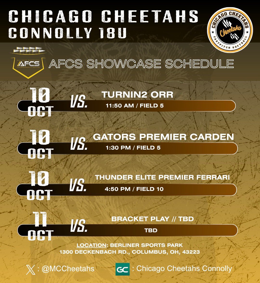MCCheetahs's tweet photo. 🥎Schedule Drop‼️Lasers Fall Showcase and AFCS Qualifier in Columbus. Follow along on GameChanger at Chicago Cheetahs Connolly #FlyWithMason #GoCheetahs #WePlayFast @BoDomeBville @ExtraInningSB @LineDsoftball @Los_Stuff @tagupSoftball @thealliancefp https://t.co/1YgIvCjTHJ