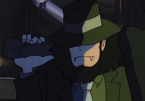 RupanSansei67's tweet photo. Really funny how when Lupin crashes the count’s wedding in Cagliostro, he and Goemon are looking all intimidating

and then you got Jigen with his dollar store vampire fangs like he just gave up on what to get 😭 https://t.co/uUcXYjln0p