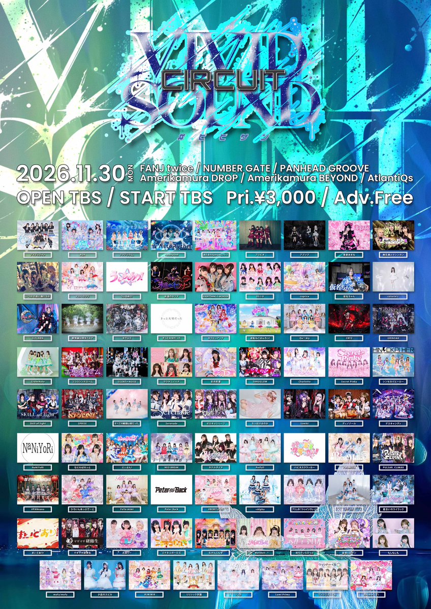 mosi_mosi_mo's tweet photo. もしもしも初めての大阪遠征🚗！！

🎧VIVID SOUND CIRCUIT🎧

11月30日(月)
FANJ twice / アメリカ村DROP / アメリカ村BEYOND / ナンバーゲート / AtlantiQs / panhead groove

🎫
優先 ¥3,000 
一般入場無料 (+1D)

予約🔻
https://t.co/g6F9Oyc1rN…
先行抽選)10/06 22:00〜 10/20 22:00
一般販売)10/21 20:00〜 11/30 20:30

一般無料の激アツイベントです🔥！