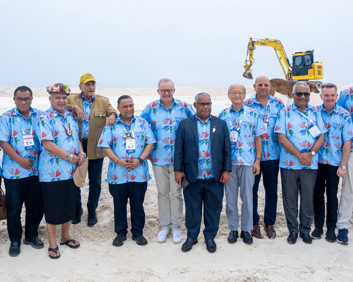 AlboMP's tweet photo. Climate change isn't a future challenge for the Pacific. It's a daily reality.

And here in Tuvalu the stakes are higher than any other part of the world. 

Working side by side with our Pacific neighbours, Australia is stepping up to play our part. 

Finding local solutions to global challenges. Driving the clean energy transition. Bringing the world’s attention to our region. 

Because the Pacific’s future is our future  - and we’ll support our neighbours every step of the way.