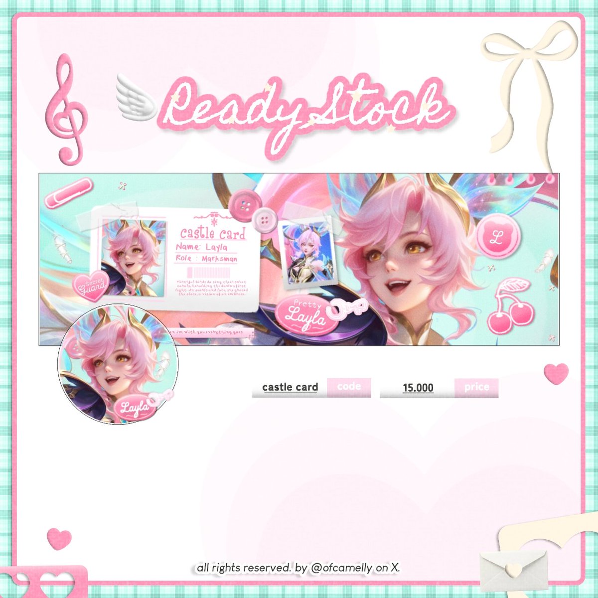ofCamelly's tweet photo. 🎀💭 ౿ ⊹ boleh bantu rt? timakaci~  <3🩷

hello selamat pagii...
kali ini Lya balik lagi nih membawakan 4 ready stock layout hero mlbb, yuk di take! ;3

💰 : 15.000 / satuannya

take layout bisa langsung dm aku ia, dan jangan lupa untuk mt after dm!

tag. #bealanja https://t.co/4vNZ1999kB