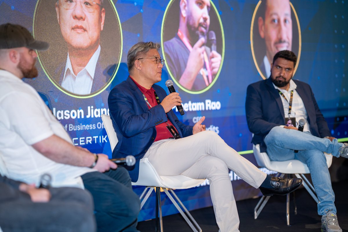 CoinFerenceX's tweet photo. That’s a wrap on Panel 05! 🎙️

A huge thank you to our panel for breaking down custody, exploits, and the new institutional security landscape:
• Jason Jiang | Chief Business Officer, @CertiK 
• @d0rsky | CTO, @HackenProof 
• @jockhaslam | Founder & CEO, @Hashlock_ 
• @raopreetam_  | CEO, @QuillAudits_AI
Moderated by: @AdamWasserman | CEO, Lions Den Holdings

Stay tuned for more highlights from Gardens by the Bay! 🇸🇬

#CoinFerenceX #TheBestEvent