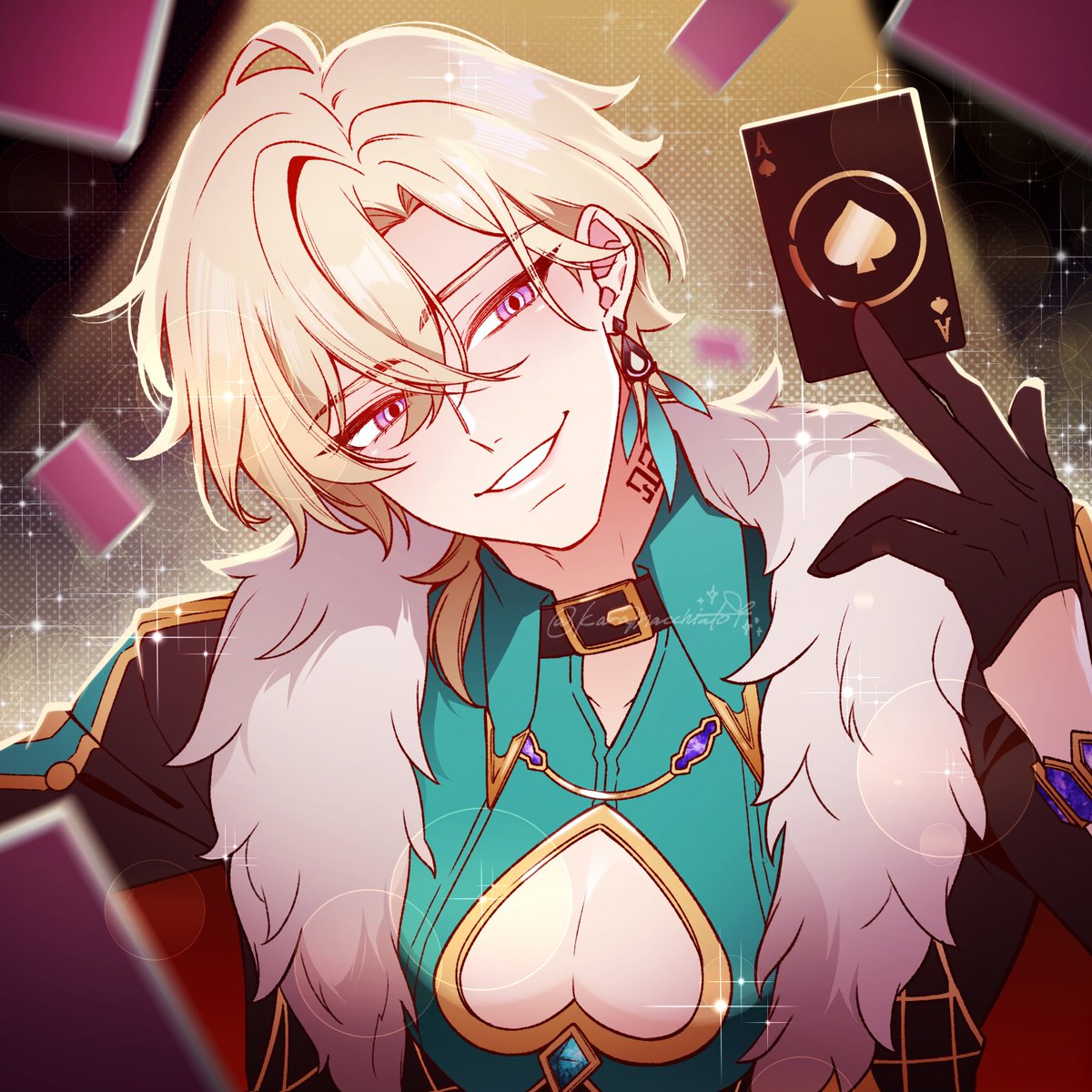 karamacchiato_'s tweet photo. everyone's fave casino pimp 🫣 #HonkaiStarRail #honkaistarrailfanart #aventurine #崩壊スターレイル https://t.co/ddJgWRROcf