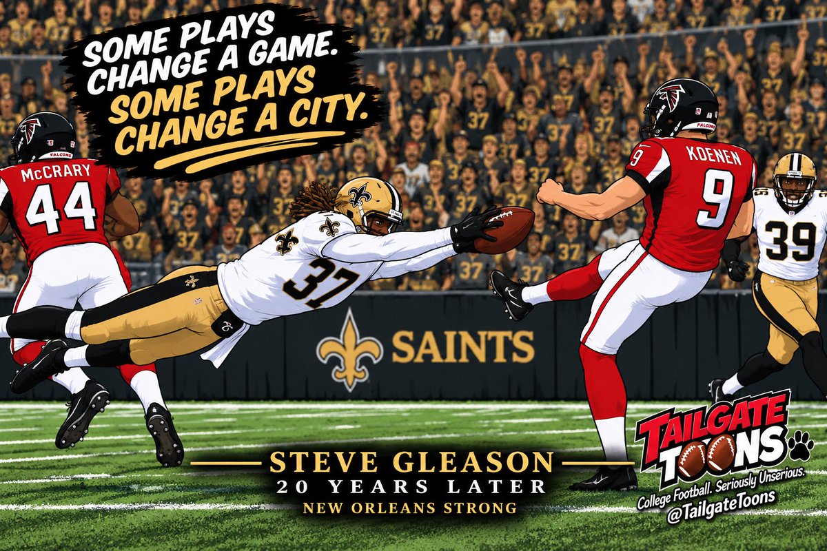 TailgateToons's tweet photo. 20 years later, one play still means so much more than football. ⚜️ Gleason Strong!
#SteveGleason #Domecoming #Saints https://t.co/5qeozbVI0O