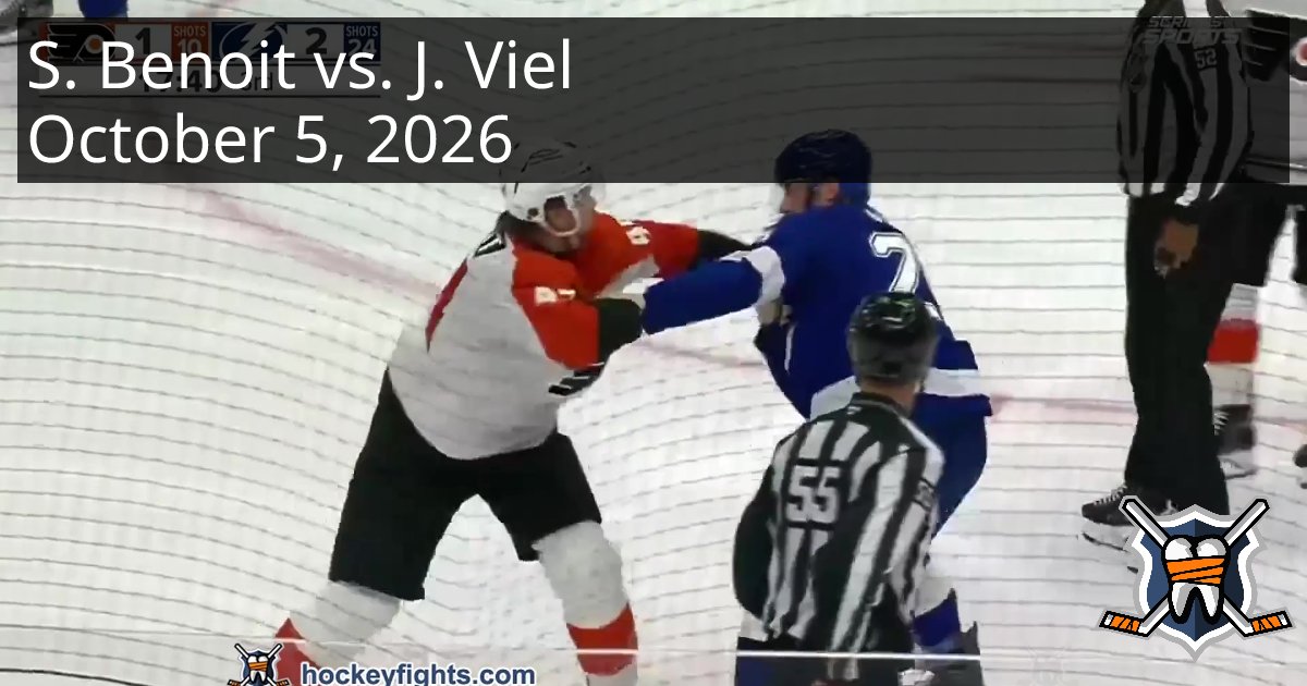 hockeyfights's tweet photo. Simon Benoit vs Jeffrey Viel from the Philadelphia Flyers at Tampa Bay Lightning game on Oct 5, 2026 www.hockeyfights.com/fights/n274359 https://t.co/CjaUtH1Iql