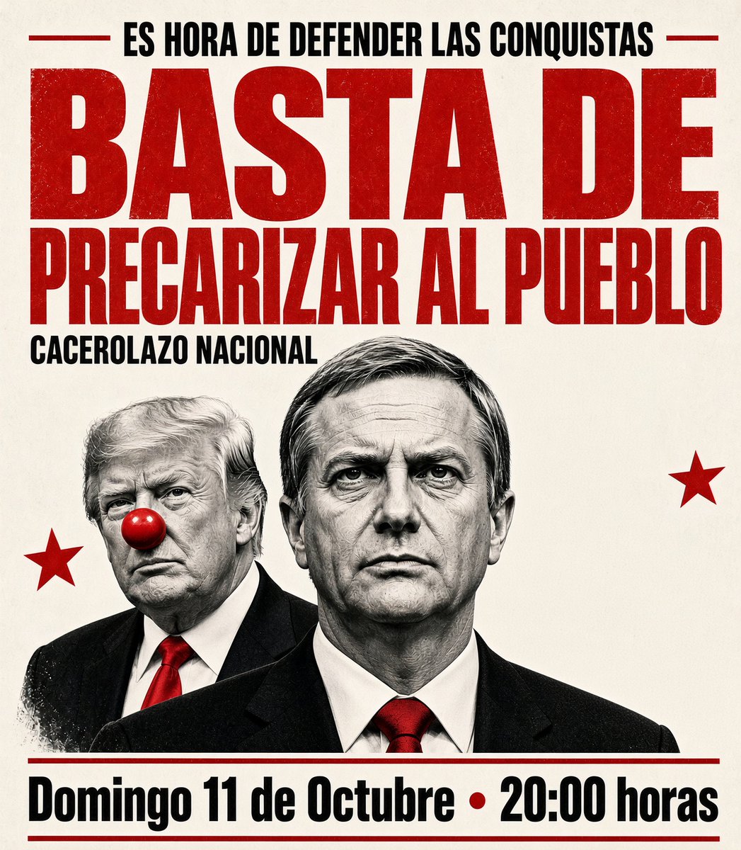 ElHiloCL's tweet photo. En medio de la Crisis por los Recortes a Beneficios Sociales, en RRSS se están haciendo llamados a Cacerolazo Nacional este Domingo 11 de Octubre a las 20:00 Hrs

Nos llegamos y amplificamos el llamado

Difundan y Sumense

#KastTieneLaCagá 
#KastDestruyóChile 
#KastEsUnMeme 
#FueraKast
#RenunciaKast
#Presupuesto2027
