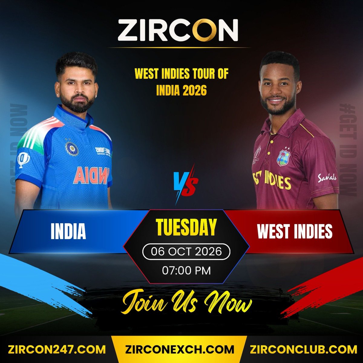 zirconexch's tweet photo. After an action-packed ODI battle,
India 🇮🇳 and West Indies 🇼🇮 switch gears.

🏏 1st T20I 🇮🇳 INDIA 🆚 WEST INDIES 🇼🇮 🕖 07:00 PM IST 📍 Lucknow

⚡ Fast & responsive experience
🚀 Performance-focused platform
📱 Smooth mobile experience
🔒 Reliable platform infrastructure
📱 Built for match-day traffic

ZIRCON — A Generational Legacy of Gaming.

🌐 https://t.co/56LB5z5o4P | https://t.co/21cY2ao7R6 | https://t.co/LQNNYu1ONm

📢 https://t.co/2dTxkVRAci
𝕏 https://t.co/v8R44qwBRV
