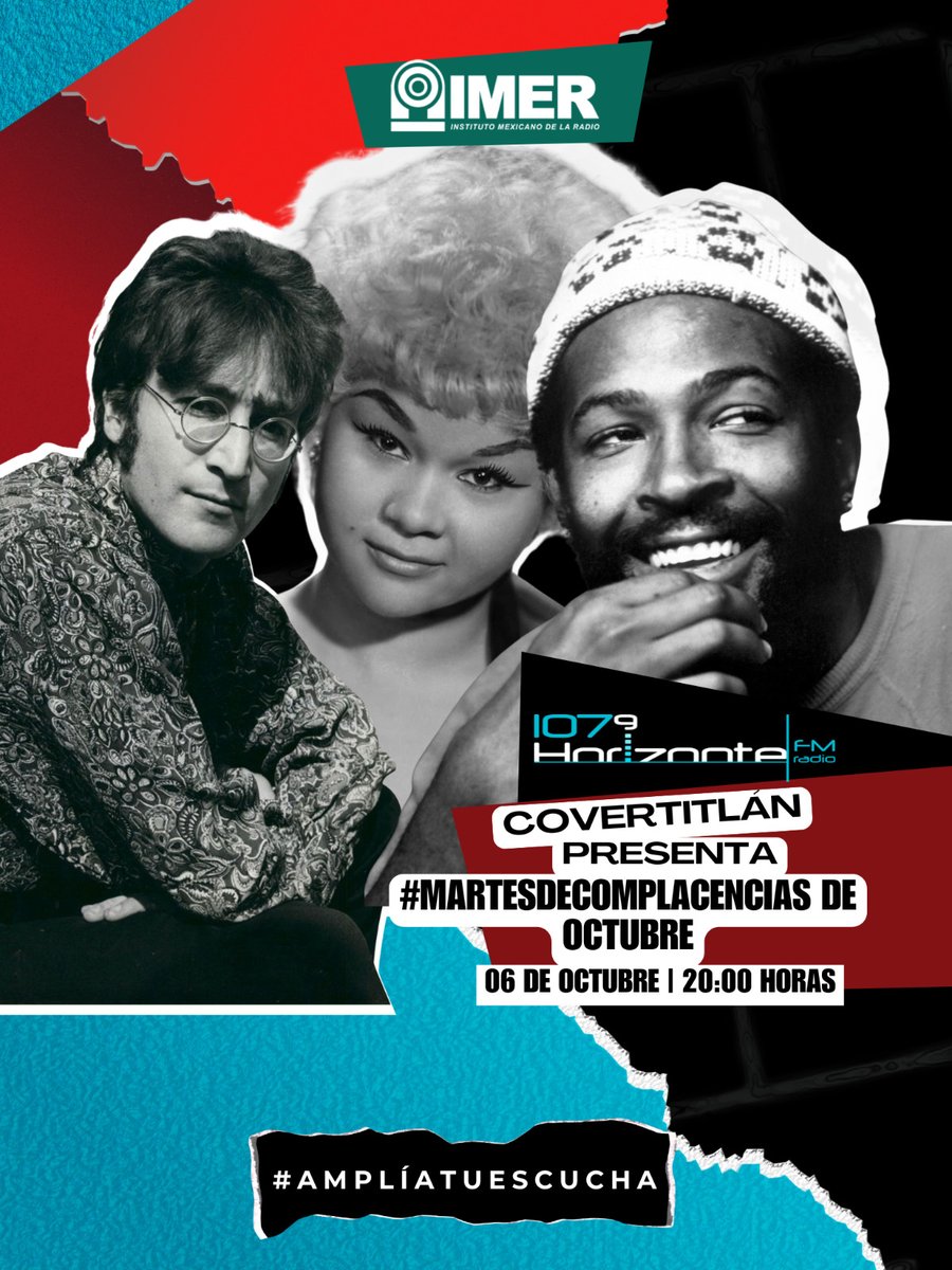 covertitlan's tweet photo. ¡Esta semana toca #MartesdeComplacencias! No se pierdan los mejores covers a temas de #JohnLennon, #EttaJames, #MarvinGaye y muchos más, este martes en punto de las 8:00pm, por @HorizonteJazz 107.9 FM https://t.co/IvM0YT0ztf
