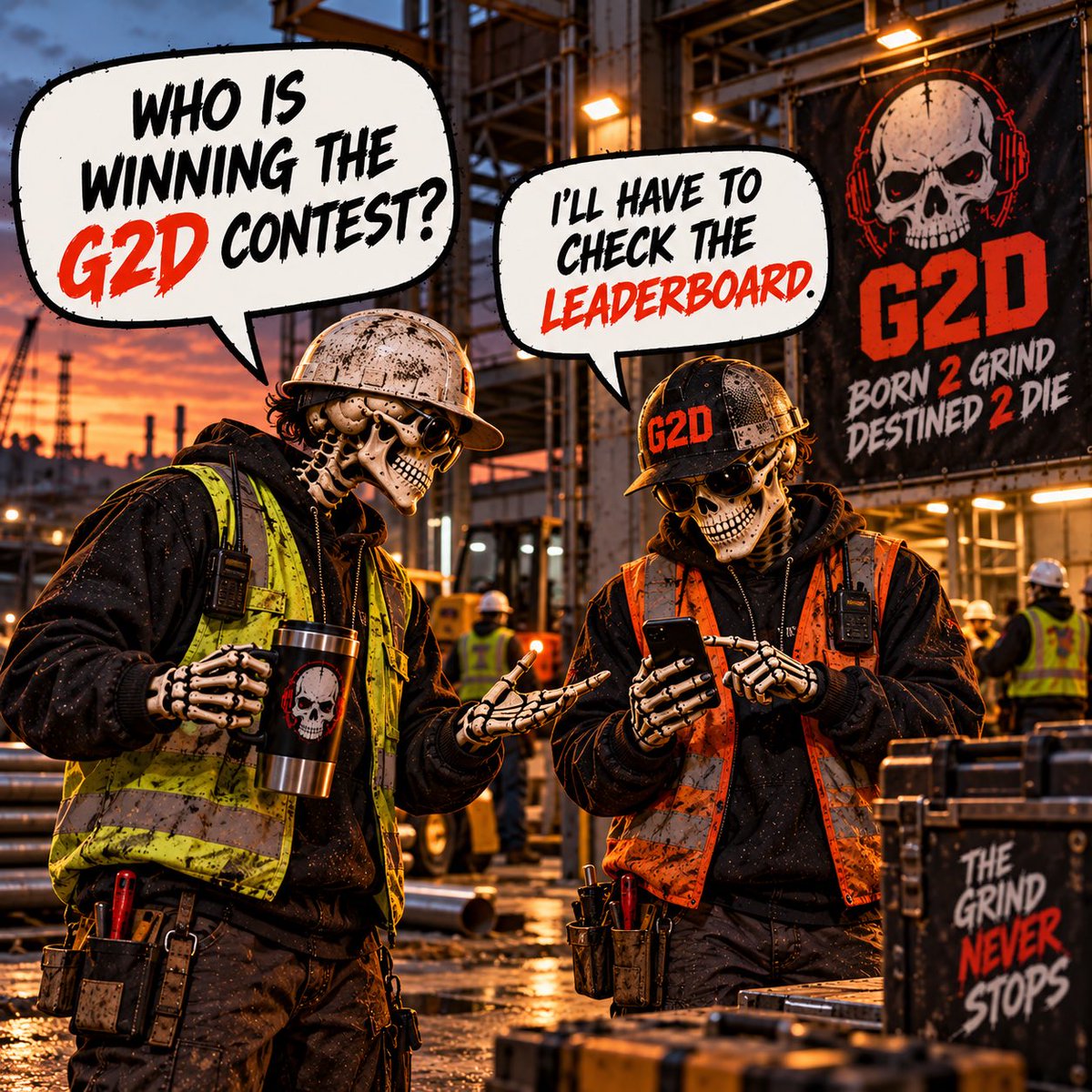 TheGRIND2DIE's tweet photo. 💀🔥 GRINDERS — THE $G2D CONTEST IS LIVE! 🔥💀

The clock is running and the competition has officially begun. 🏁

Think you’re leading the GRIND? 👀
Check the leaderboard and see where you stand.

🔥 Get involved
🔥 Climb the leaderboard
🔥 Spread the word to other GRINDERS
🔥 Keep checking back as the rankings change

📢 Need the contest rules and details? Join our official Telegram community.

✈️ G2D TELEGRAM — RULES & CONTEST DETAILS⁠
𝕏 FOLLOW @TheGRIND2DIE⁠
🌐 OFFICIAL G2D WEBSITE⁠

💀 BORN 2 GRIND. DESTINED 2 DIE.
🔥 THE GRIND NEVER STOPS.

#GRIND2DIE #G2D #G2DContest #Solana #TheGrindNeverStops
