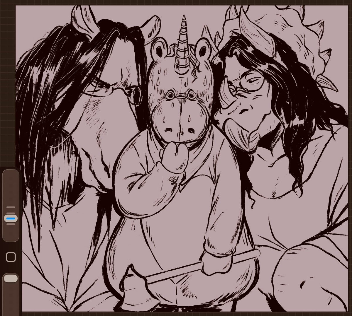 cageyshick's tweet photo. Buddy meets two of my oldest persona’s and they seem to like him lol 

( will finish tomorrow or Wednesday )

#Buddytheunicorn #workinprogress https://t.co/3ZRIsgGmnu